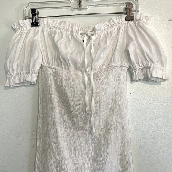 SHEIN White Tight Fit Mini Dress with Poofy Off-Shoulder Short Sleeves, size S - Picture 2 of 11